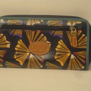 Fossil Wallet Coated Canvas Zip Around Clutch - image 1